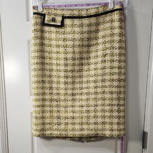 VTG Carlisle Silk Tweed Pencil Skirt in Yellow and Black Size 8